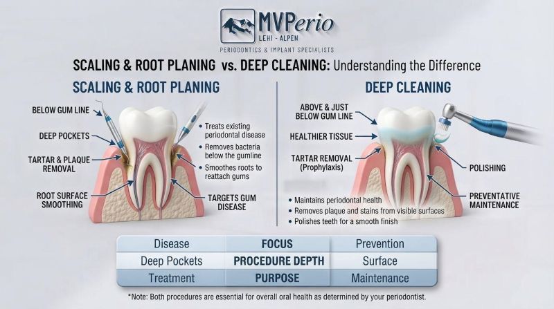 difference between scaling root planing and deep cleaning